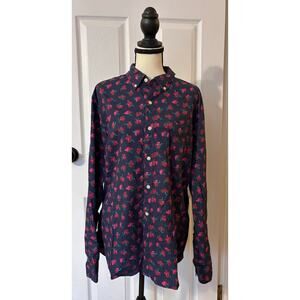 Bonobos Men’s Long Sleeve Button Down Slim Fit Large Navy Blue Floral Office